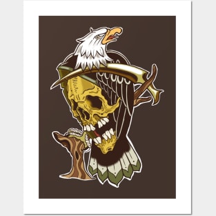 Silver Shamrock Tattoo Company Sepia Tone Grim Eagle Posters and Art